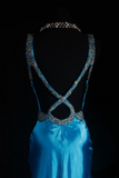 Vintage Prom Dresses 1950s Retro Classy Mermaid Sweetheart Blue Satin Slit Inspo Long Prom Gown HZ0311