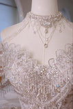 Luxury Women's Ball Gown Off The Shoulder With Beaded Pleated White Satin Floor Length Wedding Dresses HZ0311
