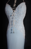 Retro Prom Dresses Mermaid Spaghetti Strap Light Sky Blue Chiffon Vintage Fashion Long Prom Dresses Party Gowns HZ0311