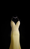 Retro Prom Dresses Mermaid Spaghetti Strap Yellow Backless Chiffon Vintage Fashion Long Prom Dresses Party Gowns HZ0311