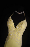 Retro Prom Dresses Mermaid Spaghetti Strap Yellow Backless Chiffon Vintage Fashion Long Prom Dresses Party Gowns HZ0311