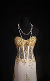 Retro Prom Dresses Mermaid Sweetheart 80s With Gold Beads Chiffon Vintage Fashion Long Prom Dresses Party Gowns HZ0311