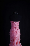Retro Prom Dresses Mermaid Strapless Pink Organza With Beaded Vintage Long Prom Dresses Party Gowns HZ0311