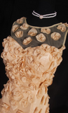 Retro Prom Dresses A Line 2 Pieces Gold Tulle Floral Vintage Long Prom Dresses Party Gowns HZ0311