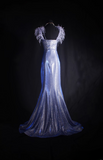 Vintage Prom Dresses 1980s Retro Classy Mermaid Strap Blue Sequins Inspo Long Prom Gown HZ0311