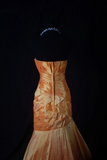 Retro Prom Dresses Mermaid Strapless 50s 60s Beaded Orange Taffeta Vintage Long Prom Dresses Party Gowns HZ0311