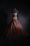 Vintage Ball Gown Strapless Brown Beaded 80s Taffeta Inspiration Long Prom Dresses Evening Party Dress Prom Gowns HZ0311