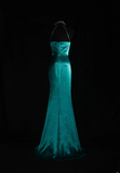 Retro Prom Dresses Mermaid Halter Green With Gold Beaded 70s Pleated Vintage Fashion Long Prom Dresses Party Gowns HZ0311