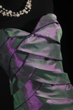 Retro Prom Dresses Mermaid Sweetheart 50s 60s Pleated Grape Taffeta Vintage Long Prom Dresses Party Gowns HZ0311