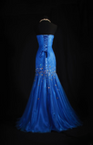 Vintage Prom Dresses Aesthetic Mermaid Sweetheart Royal Blue Tulle Beads Long Prom Dress Inspiration Prom Dresses HZ0311