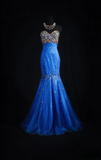 Vintage Prom Dresses Aesthetic Mermaid Sweetheart Royal Blue Tulle Beads Long Prom Dress Inspiration Prom Dresses HZ0311