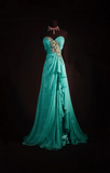 Vintage Prom Dresses 1950s Formal Retro Classy A Line Sweetheart Blue Chiffon Beaded Prom Dress Inspiration Long Prom Party Gown HZ0311