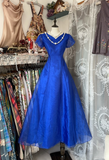 Vintage Prom Dresses 1950s Retro Classy A line V Neck Royal Blue Long Party Dress Inspiration Evening Dresses HZ0311