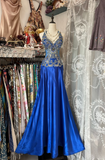 Vintage Prom Dresses 1950s Retro Classy Mermaid Halter Royal Blue Long Party Dress With Beads Evening Dresses HZ0311