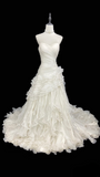 Retro Mermaid Strapless Chiffon 60s White Fitted Corset Long Wedding Dress Bride Gowns Wedding Dresses HZ0311