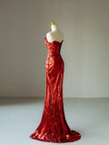 Glitter Mermaid Sweetheart Burgundy 2026 Sequins For Women Party Dresses Long Formal Prom Dress 21st Birthday Outfits HZ0311