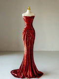 Glitter Mermaid Sweetheart Burgundy 2026 Sequins For Women Party Dresses Long Formal Prom Dress 21st Birthday Outfits HZ0311