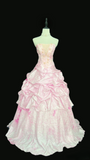 Vintage Strapless Ball Gown Pink Satin Long Quinceanera Dress Strapless Sweet 15 16 Dress HZ0311