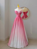 Charming Ball Gown Sweetheart Sleeveless White And Pink Satin Long Prom Dresses Formal Party Dress Prom Gown HZ0311