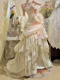Retro Mermaid Strapless Satin 70s White Fitted Long Wedding Dress Bride Gown Brides Dresses HZ0311
