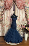 Retro Prom Dresses Mermaid Sweetheart Vintage Fashion Inspiration Navy Blue Tulle Long Prom Dresses Party Dress Prom Gowns HZ0311