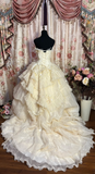 Retro Ball Gown Strapless 60s Fitted Corset Bride Gown Long Wedding Dresses HZ0311