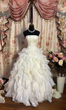 Retro Ball Gown Strapless 70s Fitted Corset Bride Gown Long Wedding Dresses HZ0311