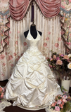 Retro Ball Gown Halter Neckline 60s White Fitted Corset Bride Gown Long Wedding Dresses HZ0311