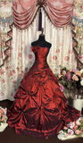 Retro Ball Gown Strapless Burgundy Taffeta With Feathers Long Prom Dresses 80s 70s Prom Gowns HZ0311