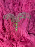 Chic Ball Gown Sweetheart Hot Pink Tulle Long Quinceanera Dress Sweet 15 16 Dresses HZ0311