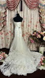 Retro Mermaid Strapless Tulle Lace 60s White Fitted Corset Long Wedding Dress Bride Gowns Wedding Dresses HZ0311