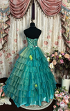 Chic Ball Gown Strapless Shiny Long Quinceanera Dress Sweet 15 16 Birthday Party Dresses HZ0311