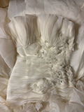 Retro Mermaid Strapless Organza 70s White Fitted Long Wedding Dress Bride Gown Brides Dresses HZ0311