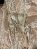 Retro Mermaid Sweetheart Champagne 1960s White Fitted Corset Bride Gown Long Lace Wedding Dresses HZ0311