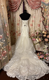 Retro Mermaid Sweetheart 1950s White Fitted Corset Bride Gown Long Lace Wedding Dresses HZ0311