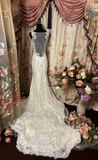Retro Mermaid Straps Sweetheart Lace Long Prom Dresses 80s 70s Party White Prom Gowns HZ0311