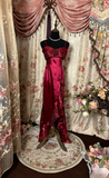 Retro Prom Dresses A line Spaghetti Strap Burgundy Vintage Long Prom Dresses Party Gowns HZ0311
