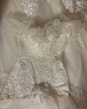 Retro Mermaid Spaghetti Strap Lace 60s White Fitted Corset Bride Gown Long Wedding Dresses HZ0311