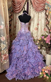 Vintage Ball Gown Halter Light Grape Lilac With Gold Beaded Long Quinceanera Dress Sweet 15 16 Dresses HZ0311