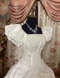 Vintage Ball Gown Square Neck Satin 1960s Fitted Pleated Ruched Bride Dress Long Bride Dress Classy Wedding Dresses HZ0311