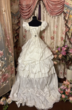 Vintage Ball Gown Square Neck Satin 1960s Fitted Pleated Ruched Bride Dress Long Bride Dress Classy Wedding Dresses HZ0311