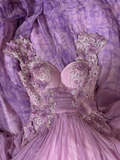 Modest A line Strap Lilac Sleeveless Chiffon Long Prom Dresses Formal Evening Gowns HZ0311