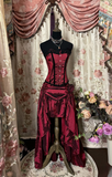 Vintage High Low Sleeveless Burgundy Taffeta Long Prom Dresses Formal Evening Gowns HZ0311