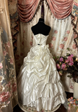 Retro Ball Gown Strapless Taffeta Ivory 70s Fitted Corset Bride Gown Long Wedding Dresses Brides Dress HZ0311