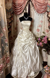 Retro Ball Gown Strapless Taffeta Ivory 70s Fitted Corset Bride Gown Long Wedding Dresses Brides Dress HZ0311