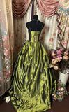 Dazzling Ball Gown Spaghetti Strap Olive Green With Beads Ruffle Layers Long Quinceanera Dresses Sweet 15 16 Birthday Gown HZ0311