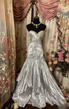 Gorgeous Mermaid Sweetheart With Beads 80s Sleeveless Pleated Long Prom Dresses Formal Evening Gowns HZ0311