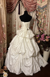 Retro Ball Gown Sweetheart Taffeta Ivory 80s Fitted Corset Bride Gown Long Wedding Dresses Brides Dress HZ0311