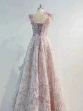 Modest Prom Dress Outfit Ball Gown Sweetheart Pink Lace Floral Tulle Long Prom Dresses Formal Evening Gowns HZ0311