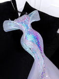 Luxury Mermaid Strapless Lilac Sequins Beaded Fitted Wedding Dress Bride Gowns Wedding Dresses HZ0311